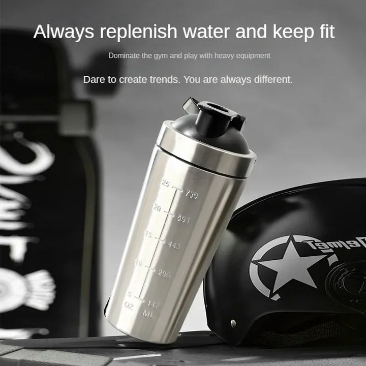 Premium Stainless Steel Shaker Bottle 500ML 750ML Protein Mixer Leak Proof Gym Fitness Cup with Steel Ball Portable for Smoothies Sports Drinks Daily Use