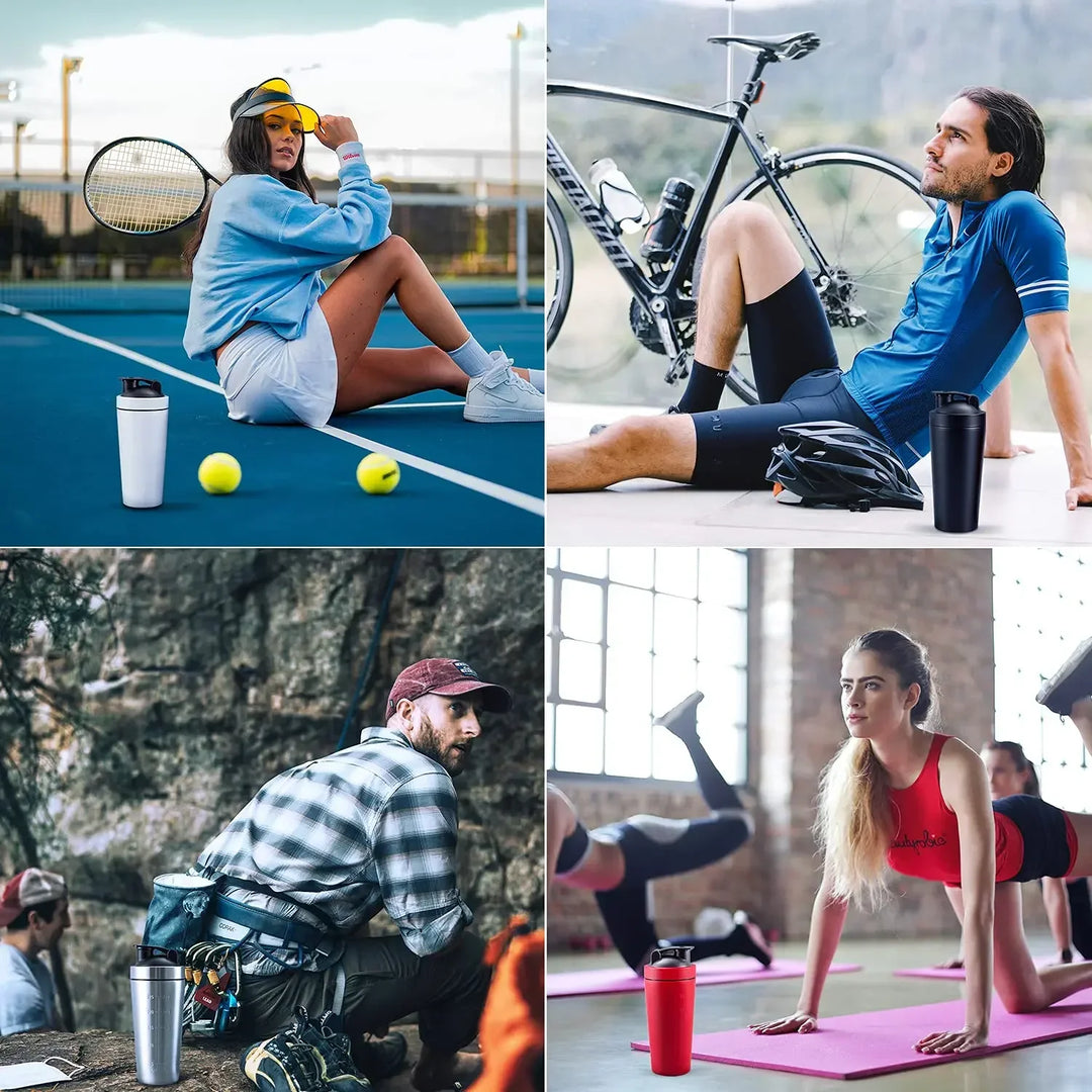 Premium Stainless Steel Shaker Bottle 500ML 750ML Protein Mixer Leak Proof Gym Fitness Cup with Steel Ball Portable for Smoothies Sports Drinks Daily Use
