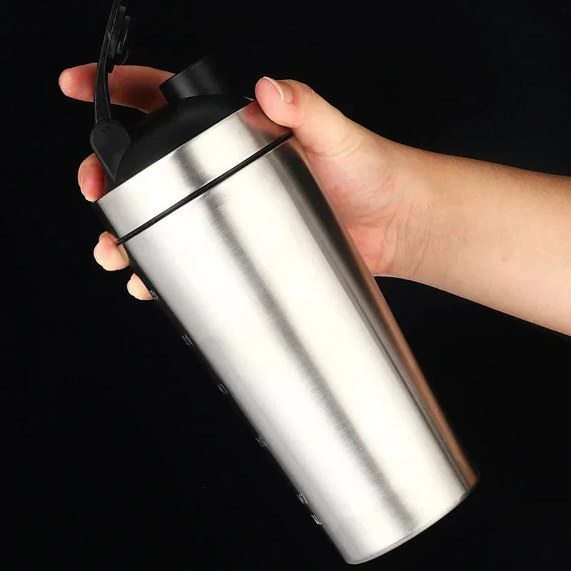 Premium Stainless Steel Shaker Bottle 500ML 750ML Protein Mixer Leak Proof Gym Fitness Cup with Steel Ball Portable for Smoothies Sports Drinks Daily Use
