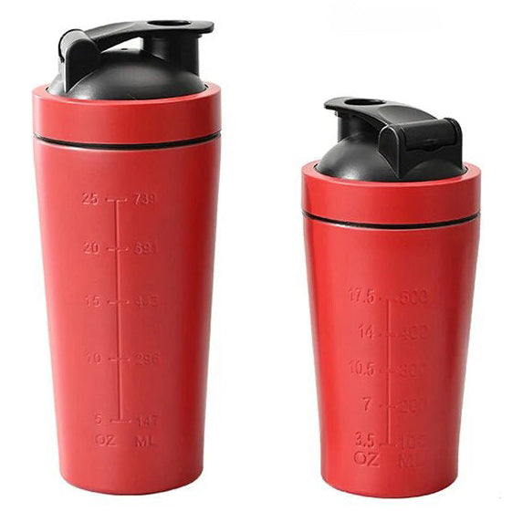 Premium Stainless Steel Shaker Bottle 500ML 750ML Protein Mixer Leak Proof Gym Fitness Cup with Steel Ball Portable for Smoothies Sports Drinks Daily Use