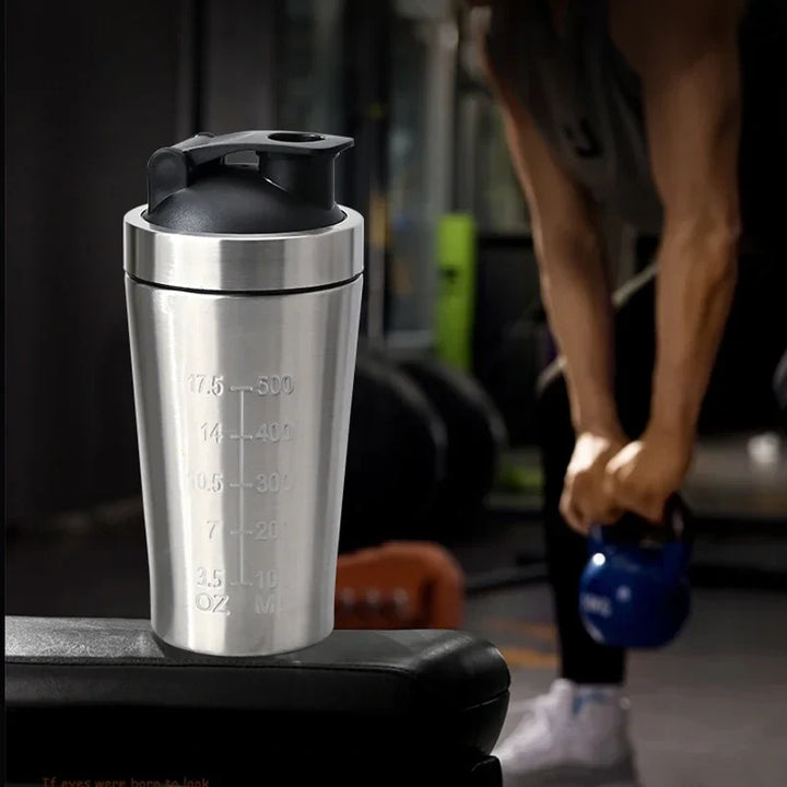 Premium Stainless Steel Shaker Bottle 500ML 750ML Protein Mixer Leak Proof Gym Fitness Cup with Steel Ball Portable for Smoothies Sports Drinks Daily Use