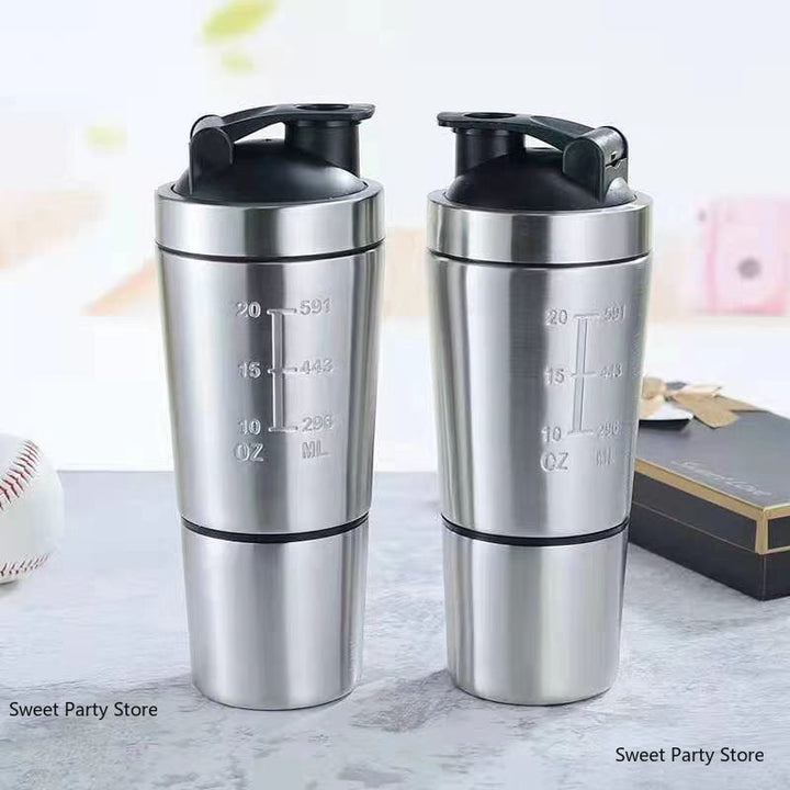 Premium Stainless Steel Shaker Bottle 700ML Protein Mixer Leak Proof Gym Water Bottle with Scale Steel Ball for Smoothies Fitness Travel Outdoor Daily Use