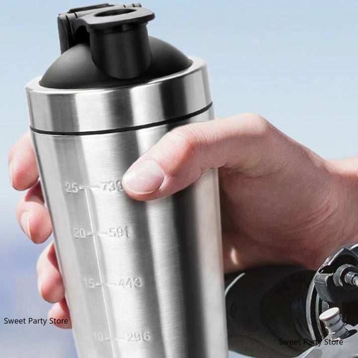 Premium Stainless Steel Shaker Bottle 700ML Protein Mixer Leak Proof Gym Water Bottle with Scale Steel Ball for Smoothies Fitness Travel Outdoor Daily Use