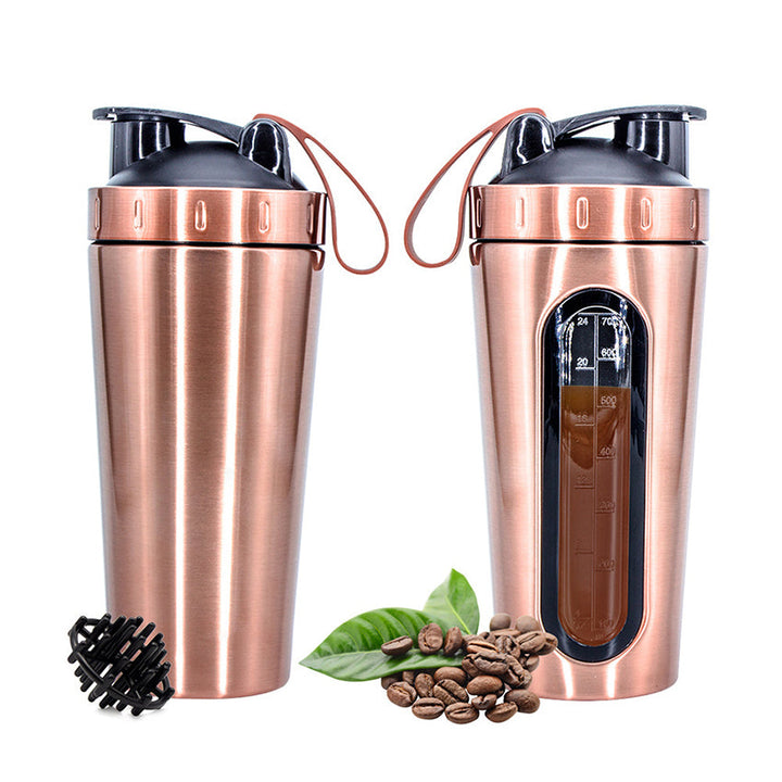 Premium Stainless Steel Shaker Bottle 700ML Protein Mixer Leak Proof Gym Water Bottle with Scale Steel Ball for Smoothies Fitness Travel Outdoor Daily Use