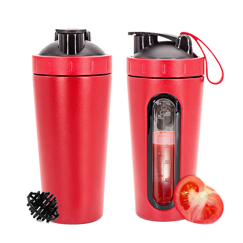 Premium Stainless Steel Shaker Bottle 700ML Protein Mixer Leak Proof Gym Water Bottle with Scale Steel Ball for Smoothies Fitness Travel Outdoor Daily Use