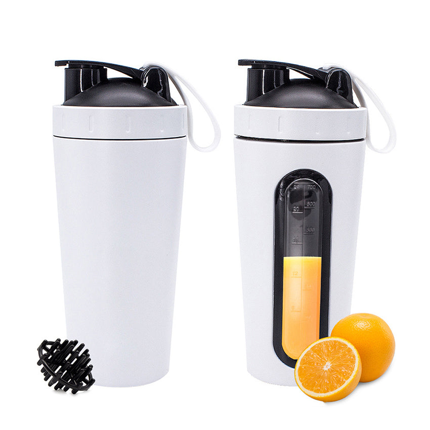 Premium Stainless Steel Shaker Bottle 700ML Protein Mixer Leak Proof Gym Water Bottle with Scale Steel Ball for Smoothies Fitness Travel Outdoor Daily Use