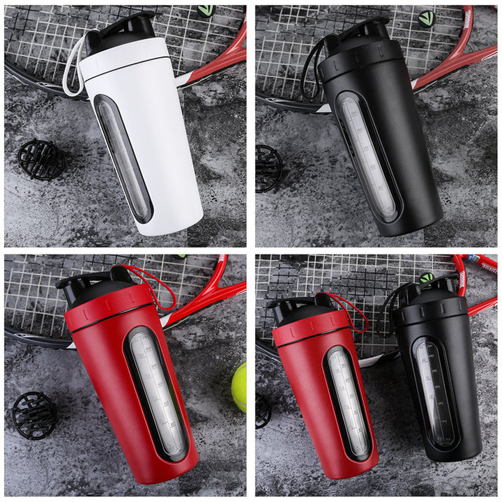 Premium Stainless Steel Shaker Bottle 700ML Protein Mixer Leak Proof Gym Water Bottle with Scale Steel Ball for Smoothies Fitness Travel Outdoor Daily Use