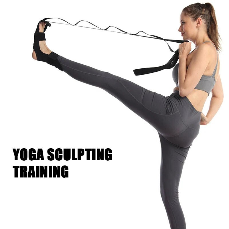 Premium Stretching Strap Yoga Band Adjustable Foot Stretch Strap Open Back Design Flexibility Trainer for Legs Calves Home Gym Travel Daily Use