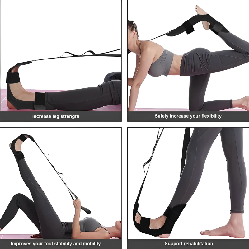 Premium Stretching Strap Yoga Band Adjustable Foot Stretch Strap Open Back Design Flexibility Trainer for Legs Calves Home Gym Travel Daily Use
