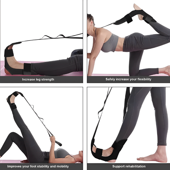 Premium Stretching Strap Yoga Band Adjustable Foot Stretch Strap Open Back Design Flexibility Trainer for Legs Calves Home Gym Travel Daily Use