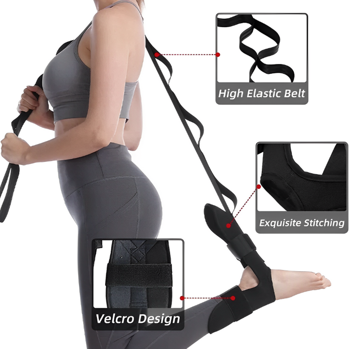 Premium Stretching Strap Yoga Band Adjustable Foot Stretch Strap Open Back Design Flexibility Trainer for Legs Calves Home Gym Travel Daily Use
