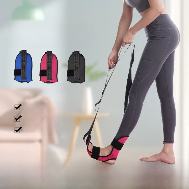 Premium Stretching Strap Yoga Band Adjustable Foot Stretch Strap Open Back Design Flexibility Trainer for Legs Calves Home Gym Travel Daily Use