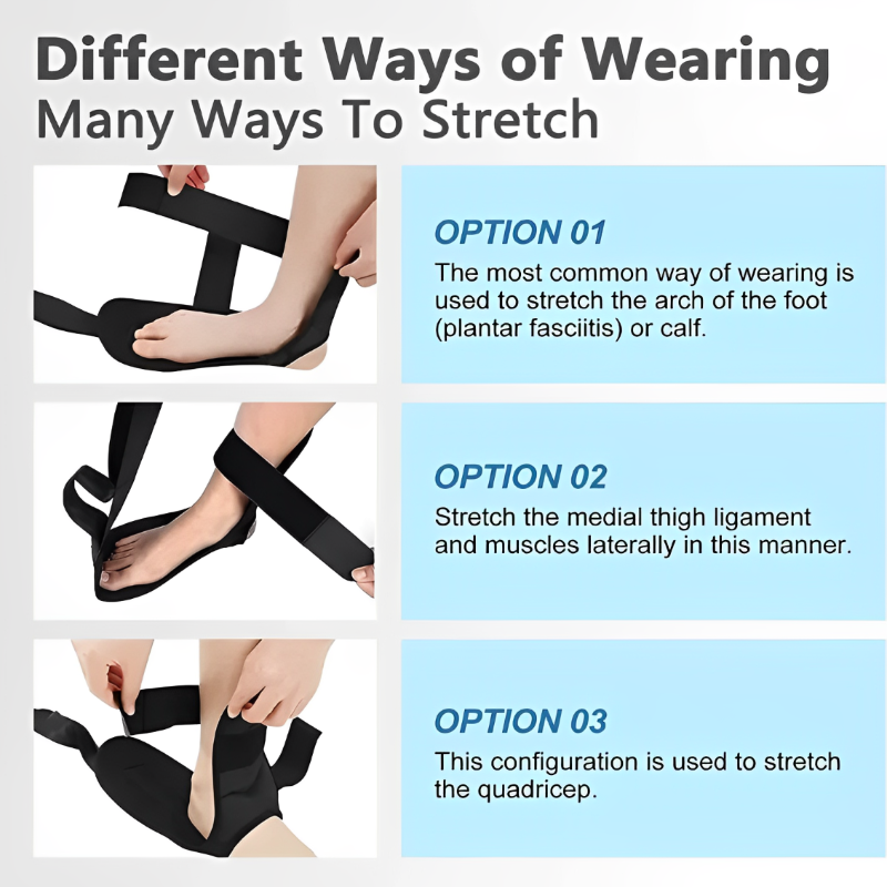 Premium Stretching Strap Yoga Band Adjustable Foot Stretch Strap Open Back Design Flexibility Trainer for Legs Calves Home Gym Travel Daily Use