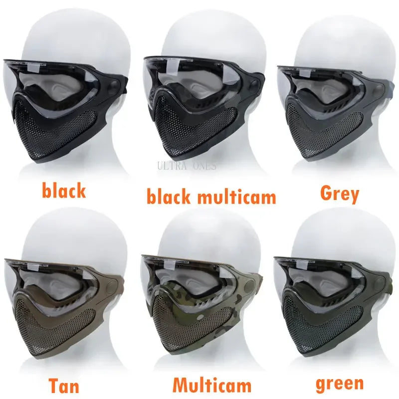 Premium Tactical Helmet Mask with Goggles FAST Rail Compatible Half Face Mask Breathable Lightweight Airsoft Paintball Hunting Protective Gear