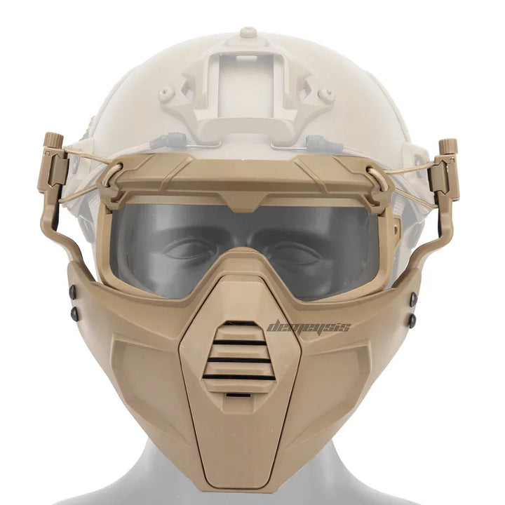 Premium Tactical Helmet Mask with Goggles FAST Rail Compatible Half Face Mask Breathable Lightweight Airsoft Paintball Hunting Protective Gear