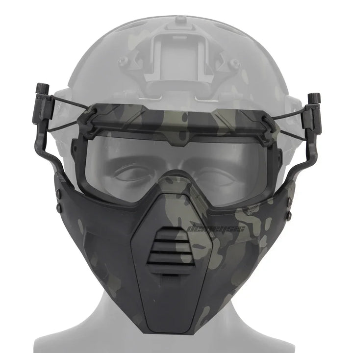 Premium Tactical Helmet Mask with Goggles FAST Rail Compatible Half Face Mask Breathable Lightweight Airsoft Paintball Hunting Protective Gear