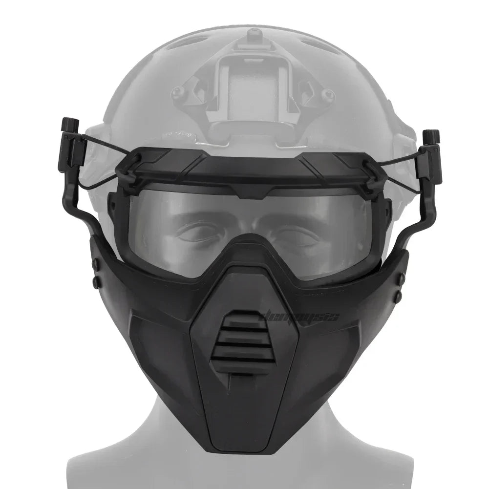 Premium Tactical Helmet Mask with Goggles FAST Rail Compatible Half Face Mask Breathable Lightweight Airsoft Paintball Hunting Protective Gear