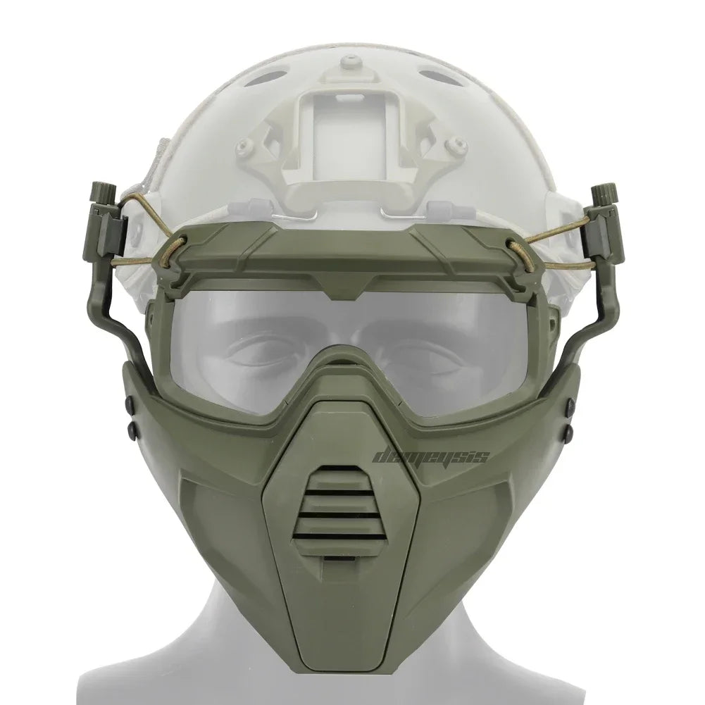 Premium Tactical Helmet Mask with Goggles FAST Rail Compatible Half Face Mask Breathable Lightweight Airsoft Paintball Hunting Protective Gear