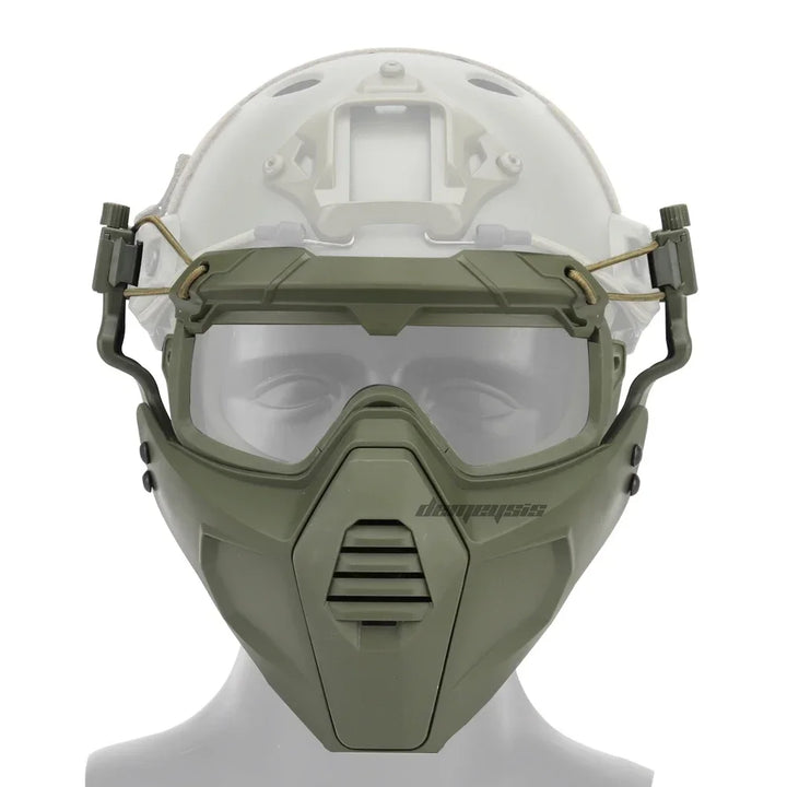 Premium Tactical Helmet Mask with Goggles FAST Rail Compatible Half Face Mask Breathable Lightweight Airsoft Paintball Hunting Protective Gear