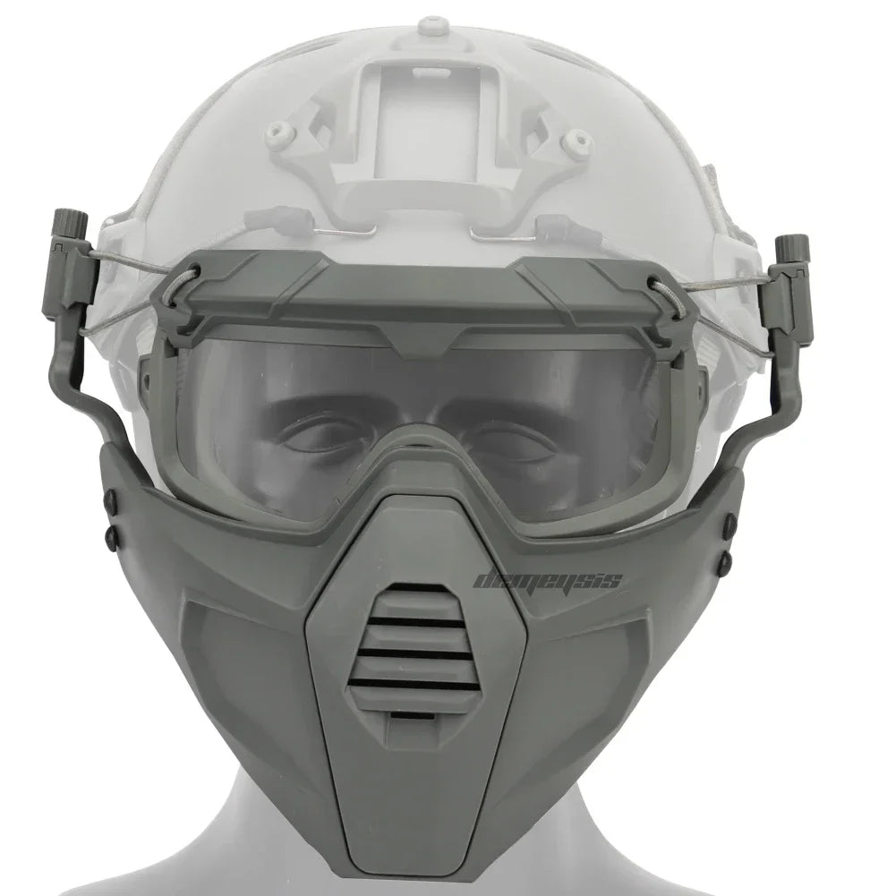 Premium Tactical Helmet Mask with Goggles FAST Rail Compatible Half Face Mask Breathable Lightweight Airsoft Paintball Hunting Protective Gear