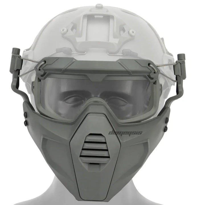 Premium Tactical Helmet Mask with Goggles FAST Rail Compatible Half Face Mask Breathable Lightweight Airsoft Paintball Hunting Protective Gear