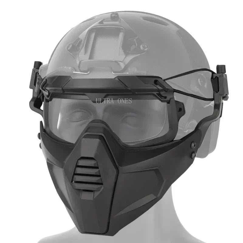 Premium Tactical Helmet Mask with Goggles FAST Rail Compatible Half Face Mask Breathable Lightweight Airsoft Paintball Hunting Protective Gear