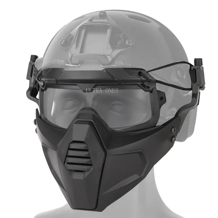 Premium Tactical Helmet Mask with Goggles FAST Rail Compatible Half Face Mask Breathable Lightweight Airsoft Paintball Hunting Protective Gear