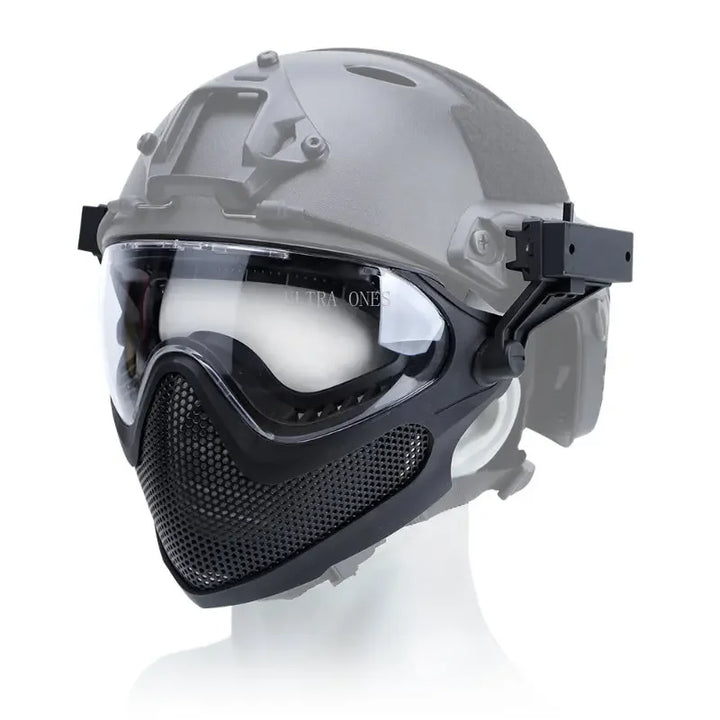 Premium Tactical Helmet Mask with Goggles FAST Rail Compatible Half Face Mask Breathable Lightweight Airsoft Paintball Hunting Protective Gear