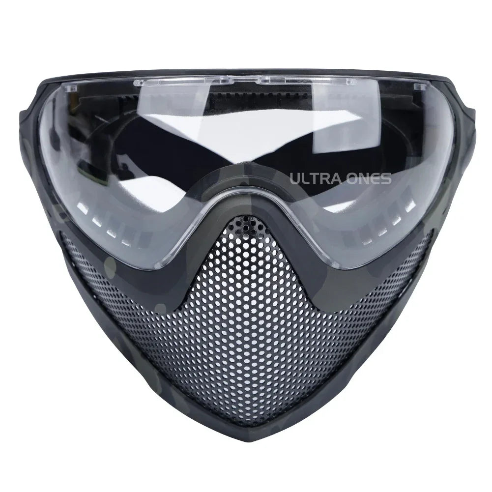 Premium Tactical Helmet Mask with Goggles FAST Rail Compatible Half Face Mask Breathable Lightweight Airsoft Paintball Hunting Protective Gear