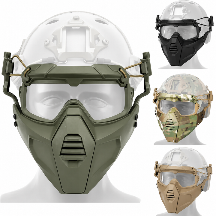 Premium Tactical Helmet Mask with Goggles FAST Rail Compatible Half Face Mask Breathable Lightweight Airsoft Paintball Hunting Protective Gear