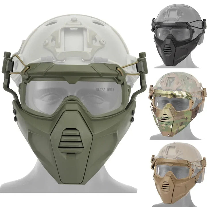 Premium Tactical Helmet Mask with Goggles FAST Rail Compatible Half Face Mask Breathable Lightweight Airsoft Paintball Hunting Protective Gear