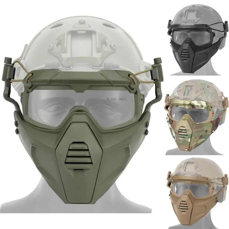 Premium Tactical Helmet Mask with Goggles FAST Rail Compatible Half Face Mask Breathable Lightweight Airsoft Paintball Hunting Protective Gear