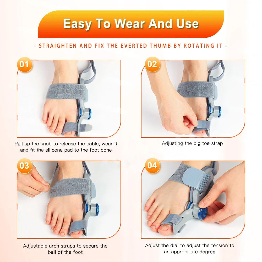 Premium Toe Alignment Support Adjustable Bunion Corrector Hallux Valgus Toe Separator Rotatable Splint Non Slip Big Toe Brace for Daily Use Comfort Fit