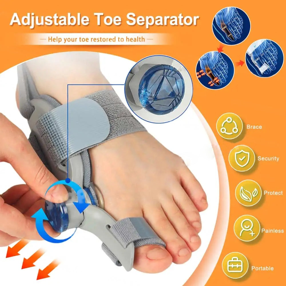 Premium Toe Alignment Support Adjustable Bunion Corrector Hallux Valgus Toe Separator Rotatable Splint Non Slip Big Toe Brace for Daily Use Comfort Fit