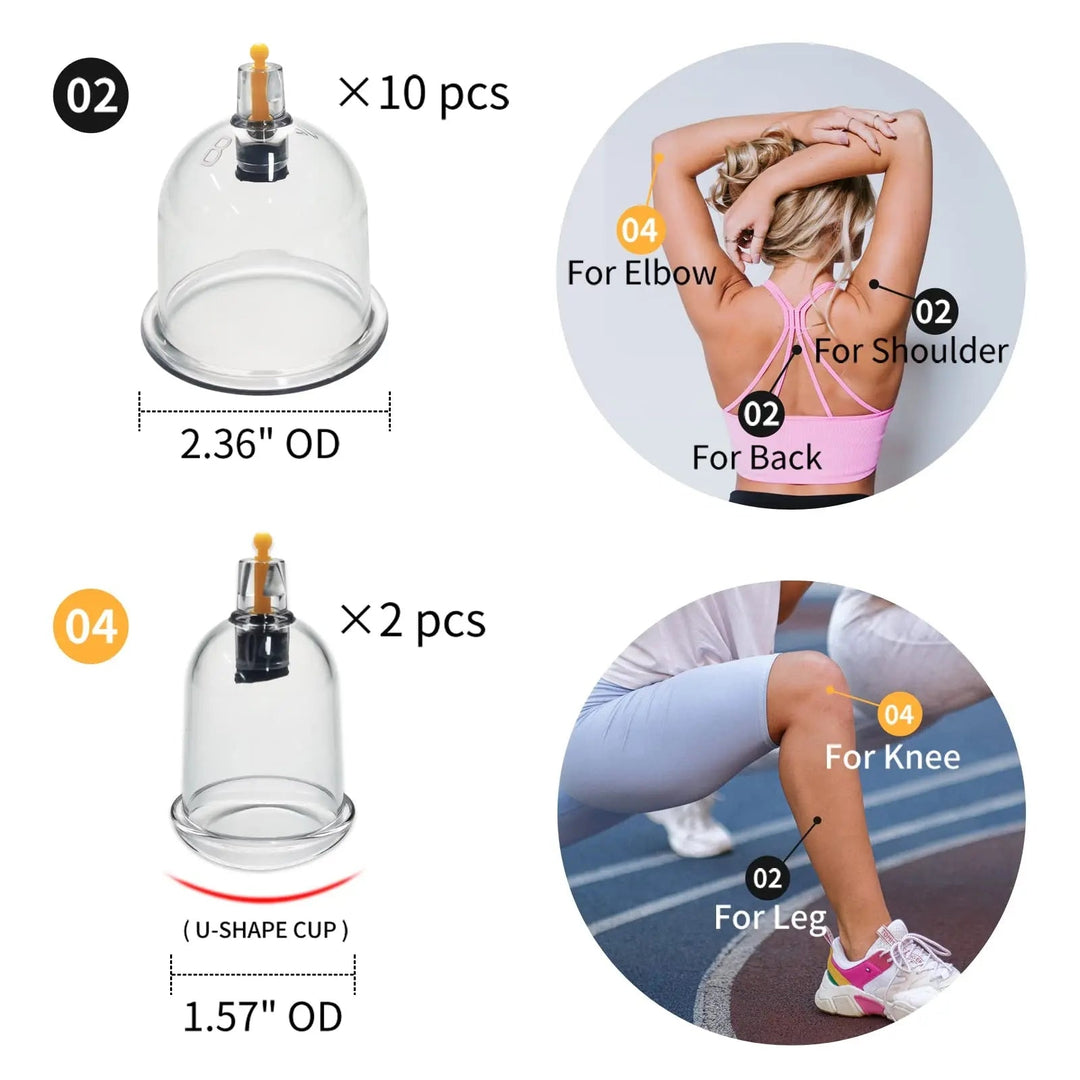 Premium Vacuum Cupping Set Suction Cups Hand Pump Plastic Cups 6 12 24 Piece Massage Kit Portable Body Cups for Home Clinic Daily Use Comfort