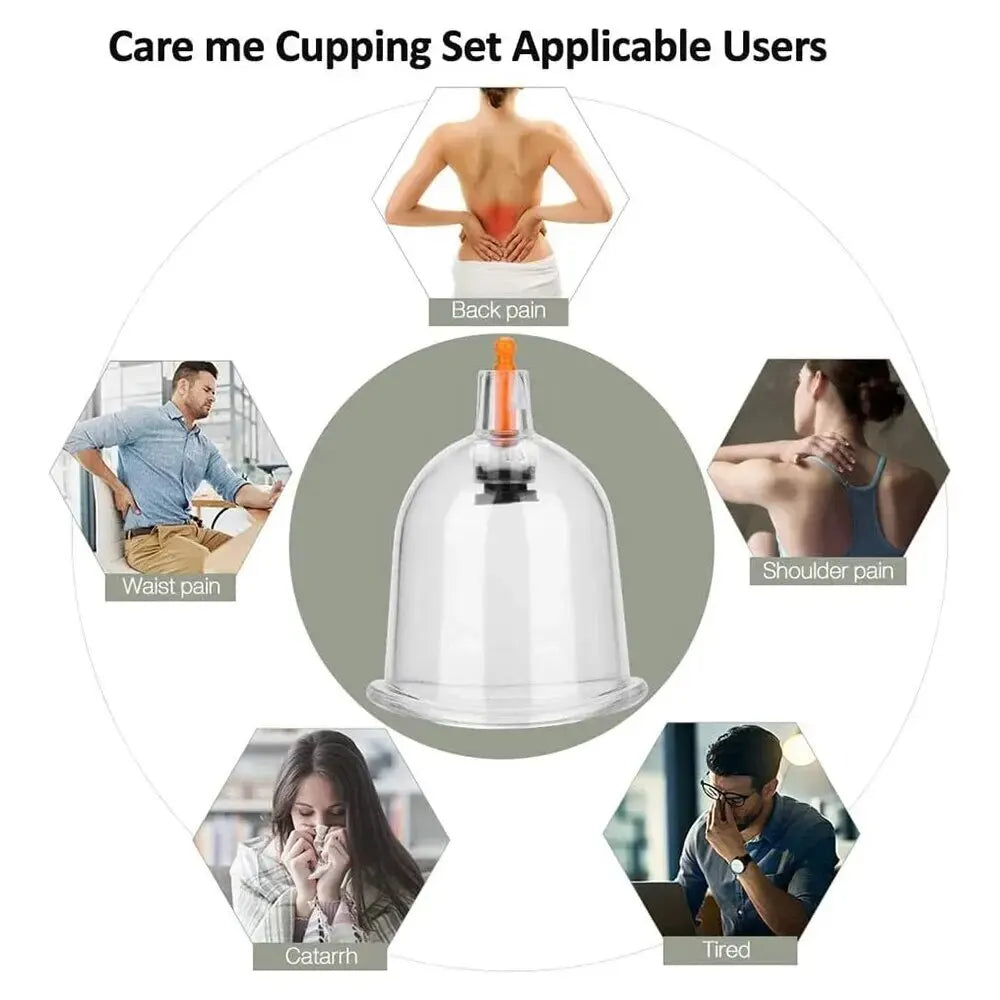 Premium Vacuum Cupping Set Suction Cups Hand Pump Plastic Cups 6 12 24 Piece Massage Kit Portable Body Cups for Home Clinic Daily Use Comfort