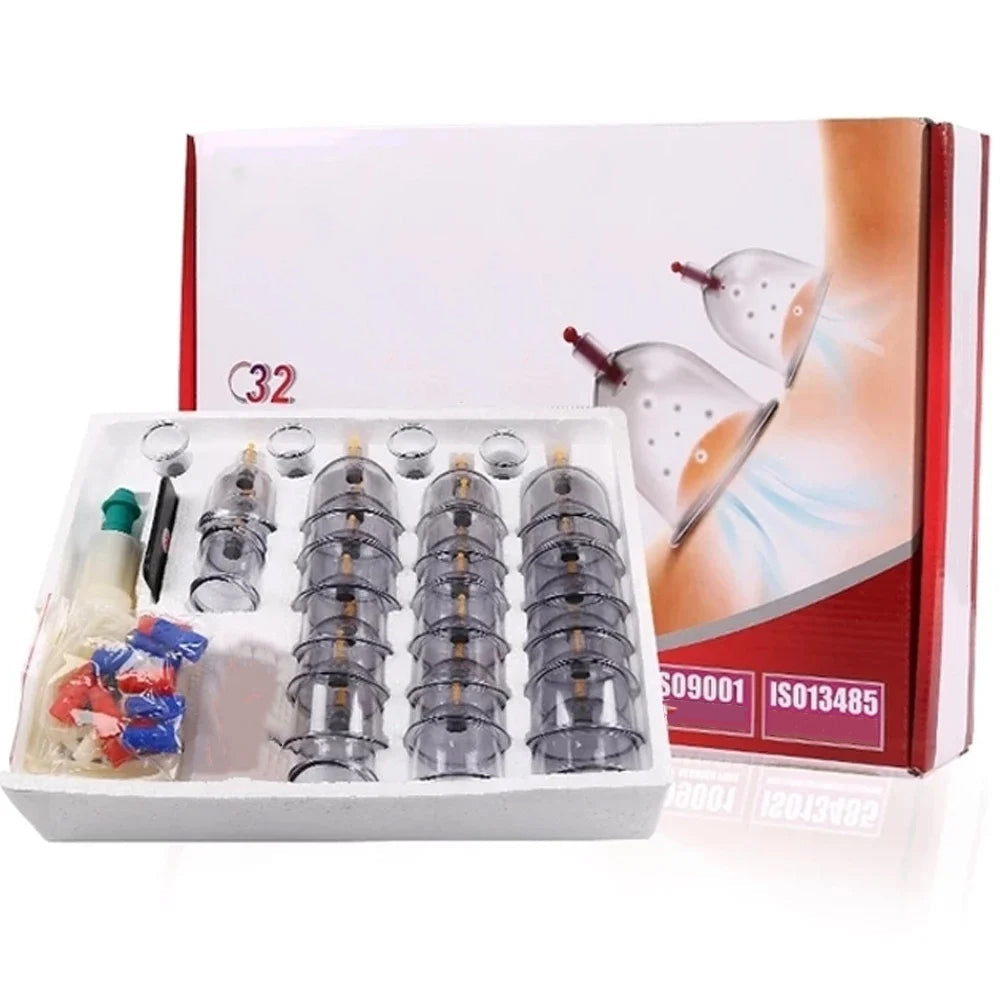Premium Vacuum Cupping Set Suction Cups Hand Pump Plastic Cups 6 12 24 Piece Massage Kit Portable Body Cups for Home Clinic Daily Use Comfort