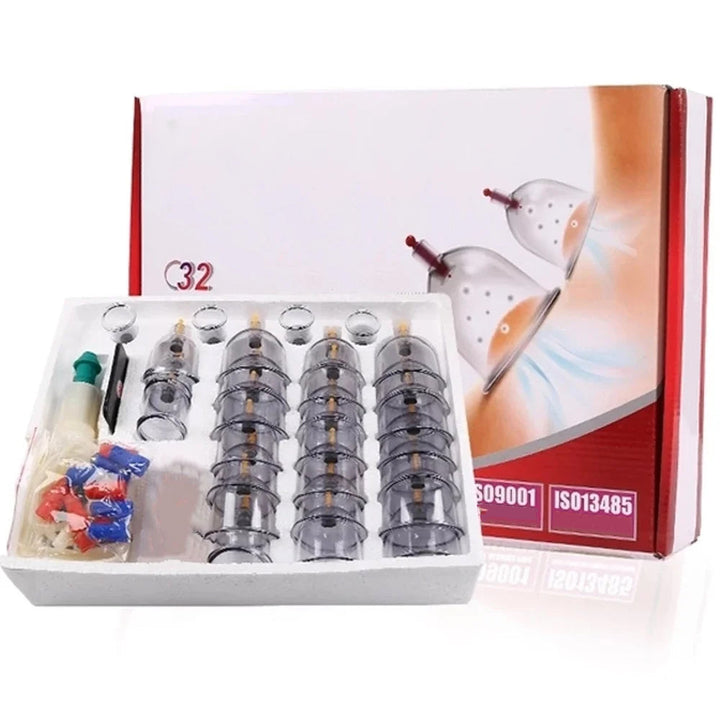 Premium Vacuum Cupping Set Suction Cups Hand Pump Plastic Cups 6 12 24 Piece Massage Kit Portable Body Cups for Home Clinic Daily Use Comfort