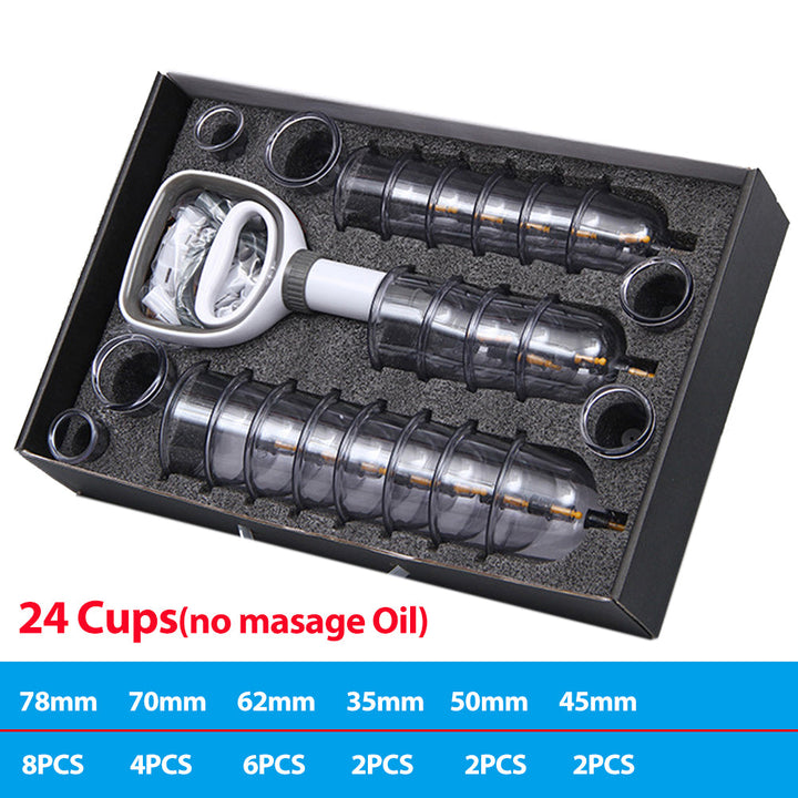 Premium Vacuum Cupping Set Suction Cups Hand Pump Plastic Cups 6 12 24 Piece Massage Kit Portable Body Cups for Home Clinic Daily Use Comfort
