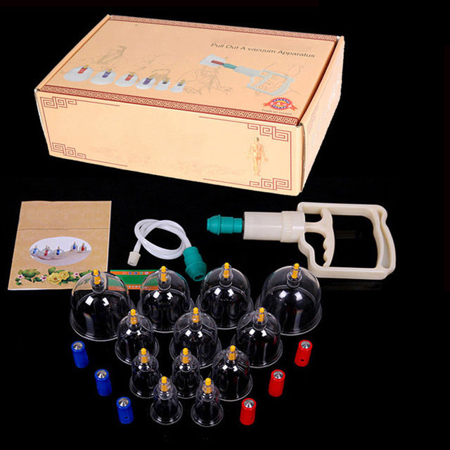 Premium Vacuum Cupping Set Suction Cups Hand Pump Plastic Cups 6 12 24 Piece Massage Kit Portable Body Cups for Home Clinic Daily Use Comfort
