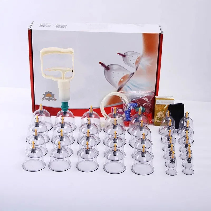Premium Vacuum Cupping Set Suction Cups Hand Pump Plastic Cups 6 12 24 Piece Massage Kit Portable Body Cups for Home Clinic Daily Use Comfort