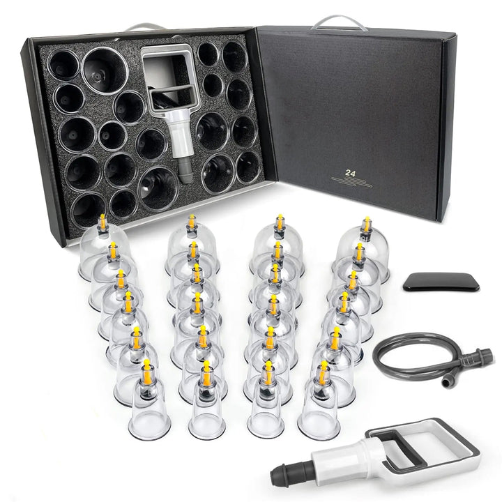 Premium Vacuum Cupping Set Suction Cups Hand Pump Plastic Cups 6 12 24 Piece Massage Kit Portable Body Cups for Home Clinic Daily Use Comfort