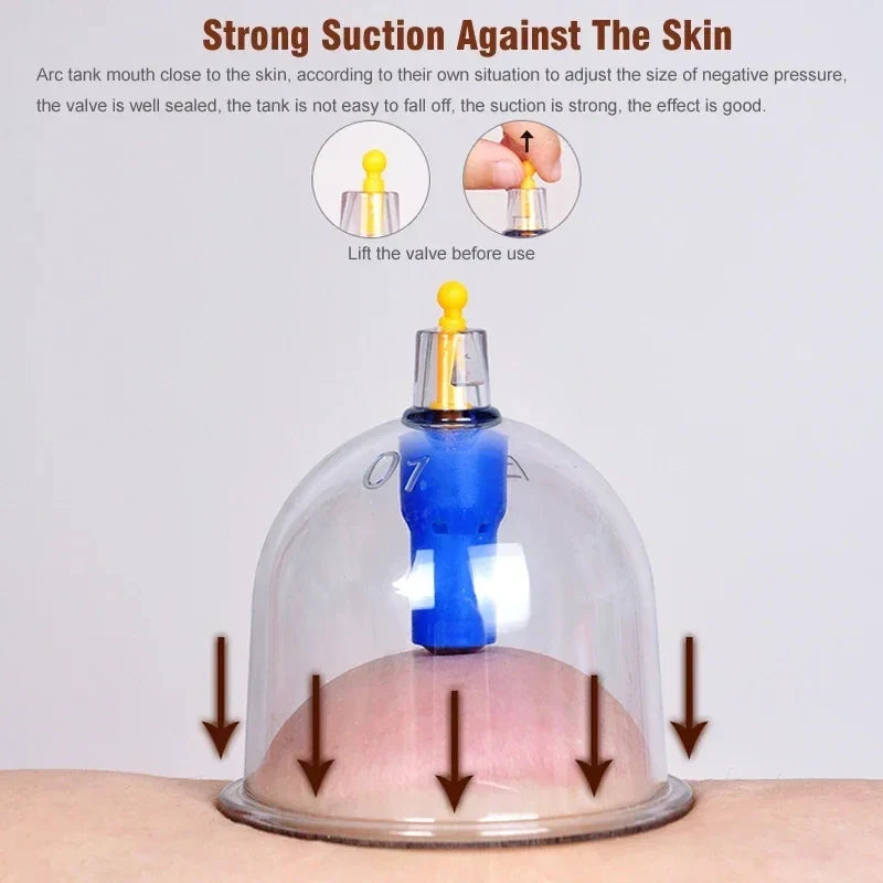 Premium Vacuum Cupping Set Suction Cups Hand Pump Plastic Cups 6 12 24 Piece Massage Kit Portable Body Cups for Home Clinic Daily Use Comfort