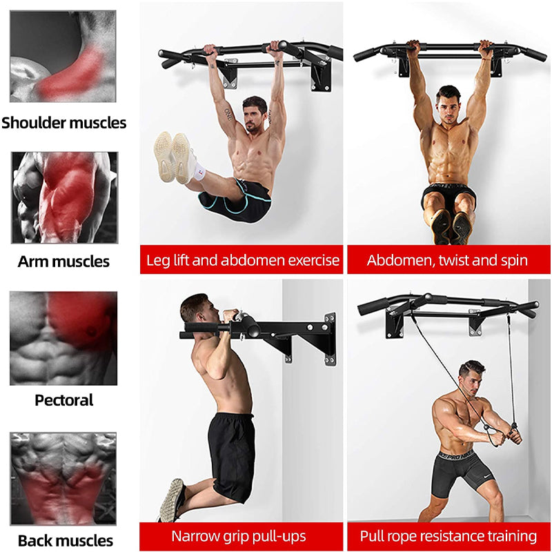 Premium Wall Mounted Pull Up Bar Multi Grip Chin Up Bar Heavy Duty 200KG Capacity Home Gym Fitness Bar for Core Back Training Daily Use Strength