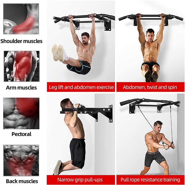 Premium Wall Mounted Pull Up Bar Multi Grip Chin Up Bar Heavy Duty 200KG Capacity Home Gym Fitness Bar for Core Back Training Daily Use Strength