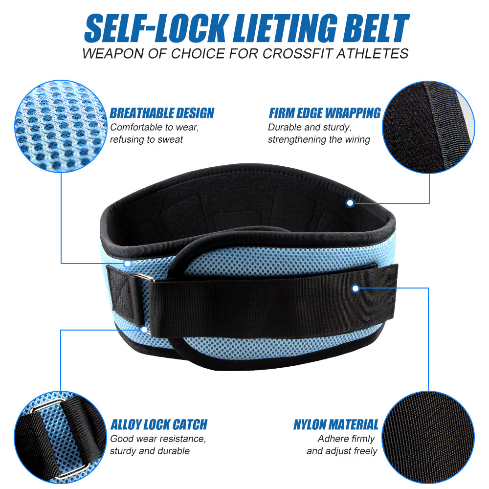 Premium Weight Lifting Belt Adjustable Nylon Lumbar Support Belt Breathable Mesh Gym Belt for Squats Powerlifting Training Men Women S to XXL