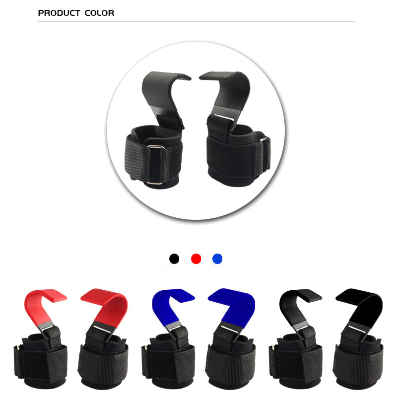 Premium Weight Lifting Hook Grips Wrist Wraps Steel Hooks Non Slip Lifting Straps Adjustable Gym Training Hooks for Deadlift Pull Ups Fitness Pair