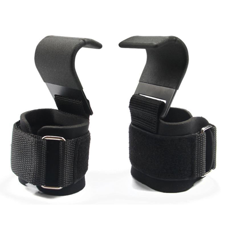 Premium Weight Lifting Hook Grips Wrist Wraps Steel Hooks Non Slip Lifting Straps Adjustable Gym Training Hooks for Deadlift Pull Ups Fitness Pair