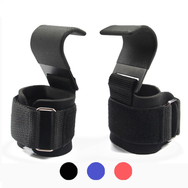 Premium Weight Lifting Hook Grips Wrist Wraps Steel Hooks Non Slip Lifting Straps Adjustable Gym Training Hooks for Deadlift Pull Ups Fitness Pair