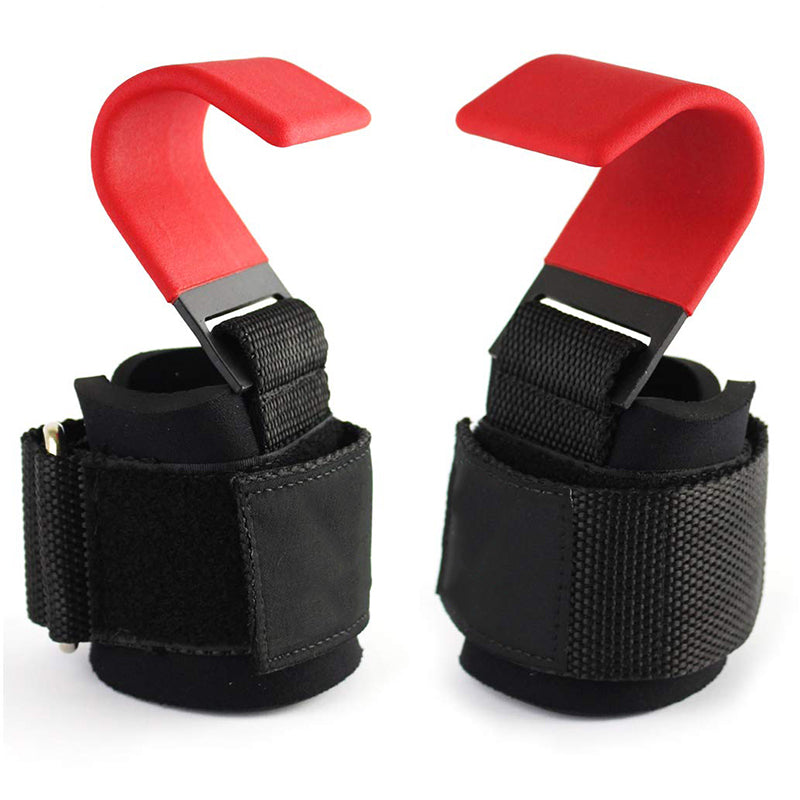 Premium Weight Lifting Hook Grips Wrist Wraps Steel Hooks Non Slip Lifting Straps Adjustable Gym Training Hooks for Deadlift Pull Ups Fitness Pair